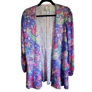 Leoma Lovegrove Open‎ Front Cardigan Duster Sweater Knit XXL Anchor Design 2X